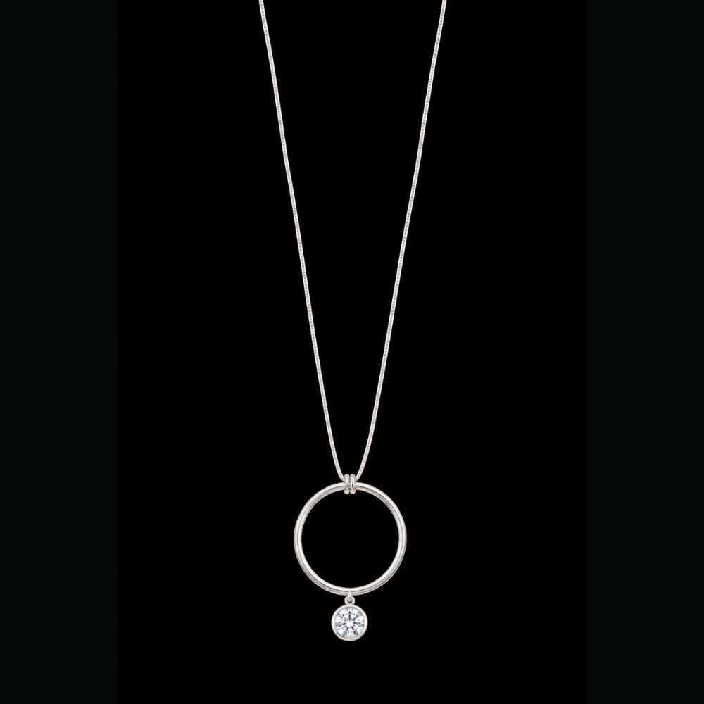 DIAMOND DROP CIRCLE NECKLACE